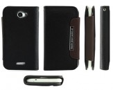 Funda Wallet Serie Flip para HTC One X - Negro