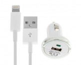 Cargador de Coche 2en1 iPhone 5/iPad Mini/iPod Touch 5 - Blanco