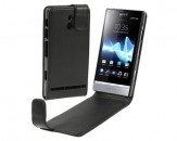Funda Piel Flip Sony Xperia P - Negro
