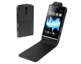 Funda Piel Flip Sony Xperia S - Negro