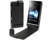 Funda Piel Flip Sony Xperia U - Negro