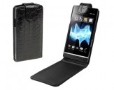 Funda Flip Cocodrilo Sony Experia S - Negro