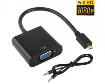 Cable Adaptador Micro Hdmi a VGA con Salida Audio