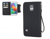 Funda Piel Lisa con Tarjetero Samsung Galaxy S5 - Negro